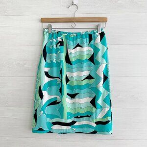 Averardo Bessi - Teal geometric straight skirt side zip, sz 6